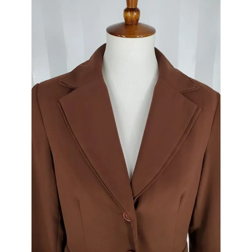 CLIO Women's Brown Blazer Sz 8 - Picture 5 of 12